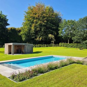 piscine 2022 injection chlore et ph traitement automatique luxe et elegance graminée plantes fleurs